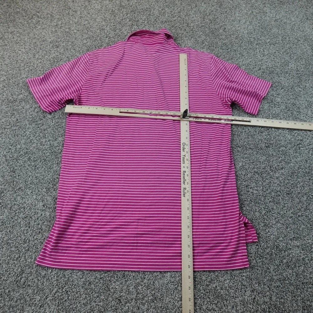 VTG Ralph Lauren Polo Shirt Mens L Pink White Stripe Pima Cotton Pony Logo Top